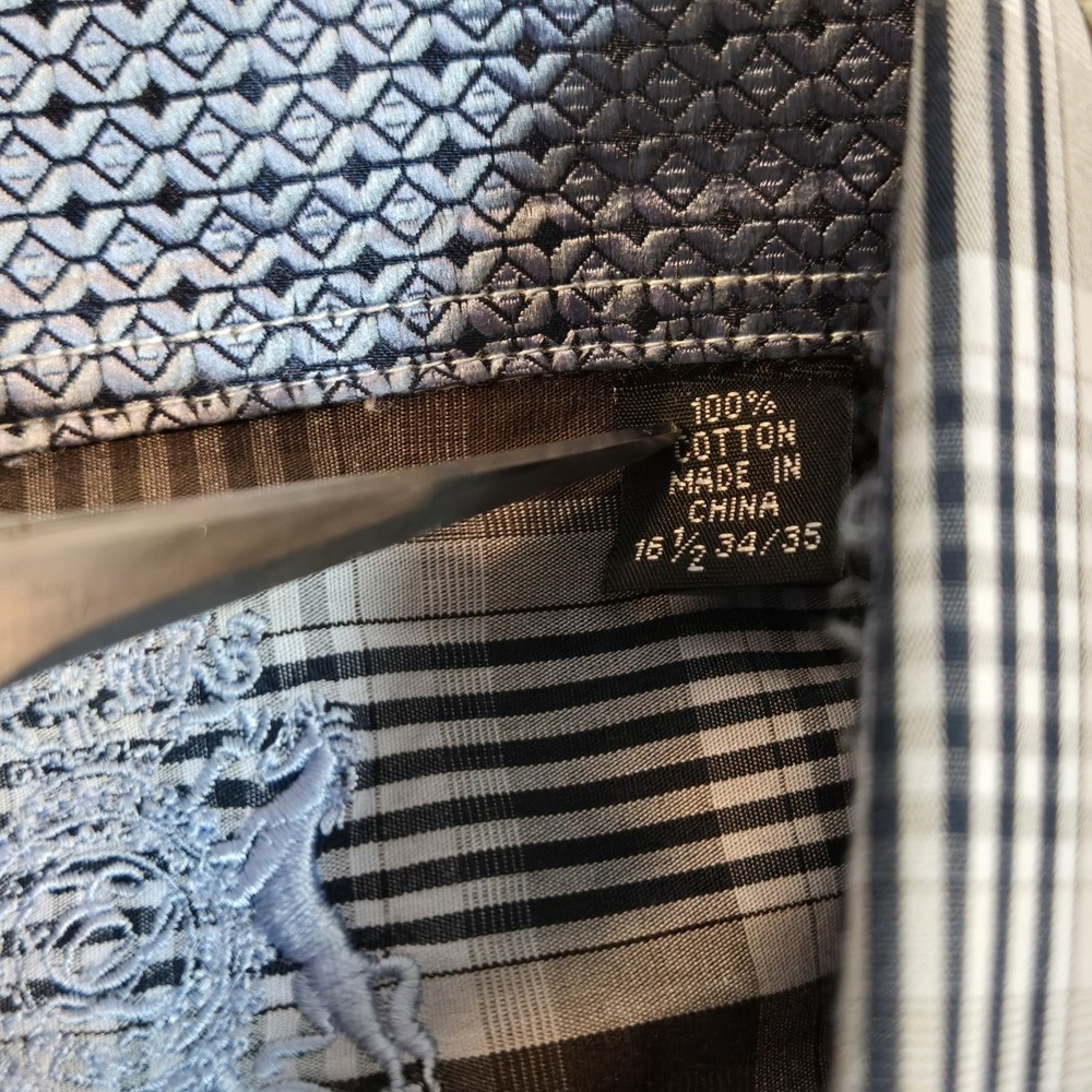 English Laundry Mens Size 16 1/2 34/35 Button Down Shirt Brown Blue Plaid - Picture 6 of 10